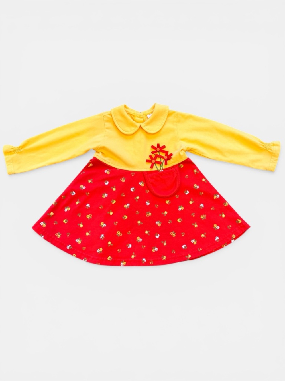 Buster Brown Yellow Top Red Floral Skirt Dress